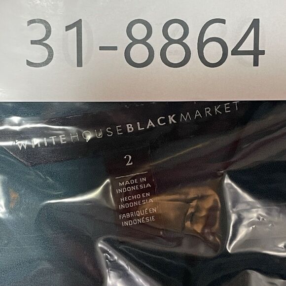 White House Black Market Blouse Womens Size 2 Green Pleated V Neck High Low Hem - Picture 11 of 11